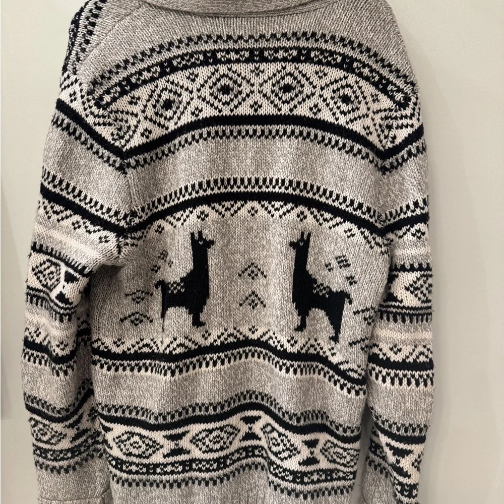 Pendleton Black and Gray Men's Cardigan Shawl Collar Sweater. 100% Wool. - Picture 2 of 3